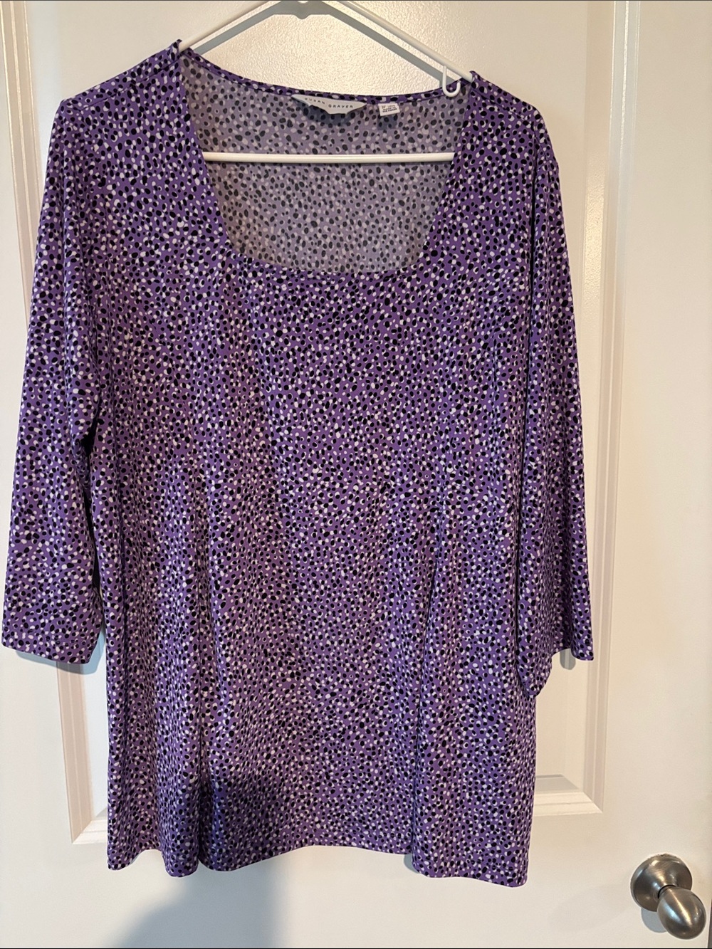 Susan Graver Purple Scoop Neck Printed Blouse
